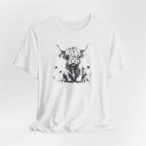 baby highland cow sketch tshirt in white