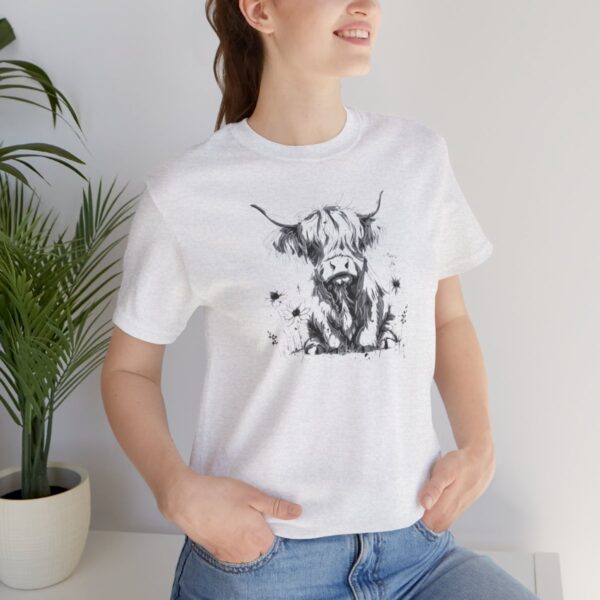 baby highland cow sketch tshirt in white