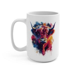 colorful highland cow mug