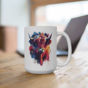 colorful highland cow mug