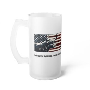 Cool Highland Cow American Flag Frosted Mug