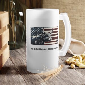 Cool Highland Cow American Flag Frosted Mug