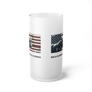 Cool Highland Cow American Flag Frosted Mug Side