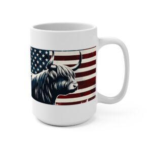 Highland cow American flag coffee mug