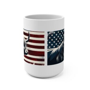 Highland cow American flag coffee mug