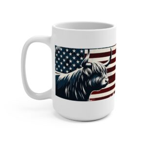 Highland cow American flag coffee mug