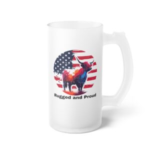 Highland cow American Flag design frosted mug