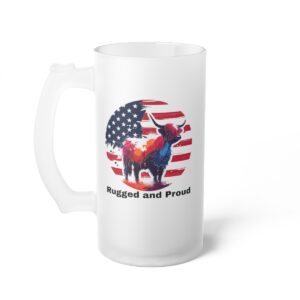 Highland cow American Flag design frosted mug