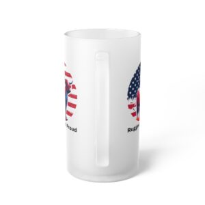 Highland cow American Flag design frosted mug handle view