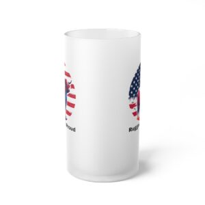 Highland cow American Flag design frosted mug side view