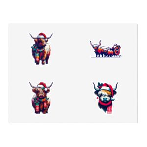 highland cow Christmas stickers