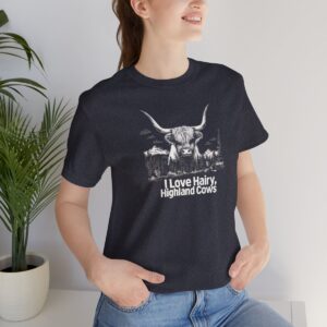 I Love Hairy Highland Cows Tshirt - Heather Navy