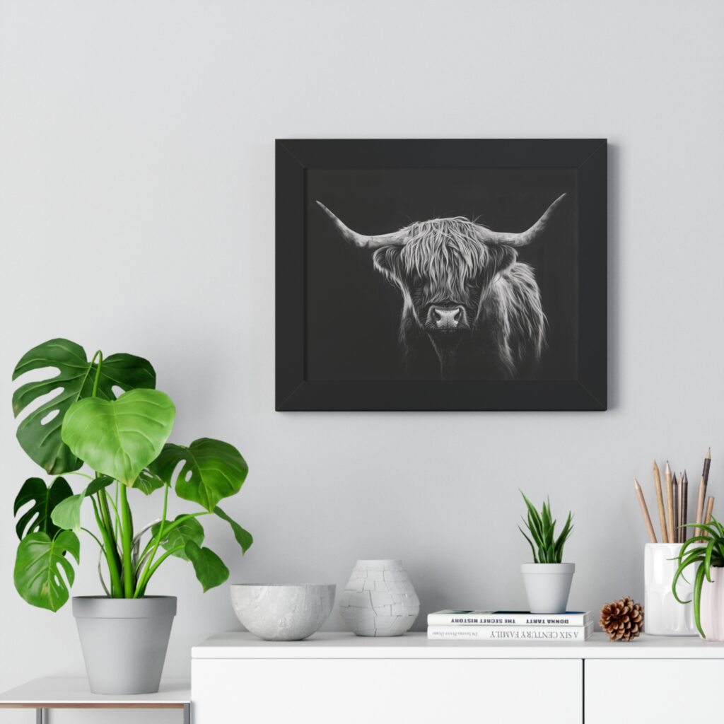 highland cow framed wall art