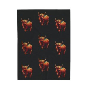 Vibrant Color Highland Cow Velveteen Plush Blanket