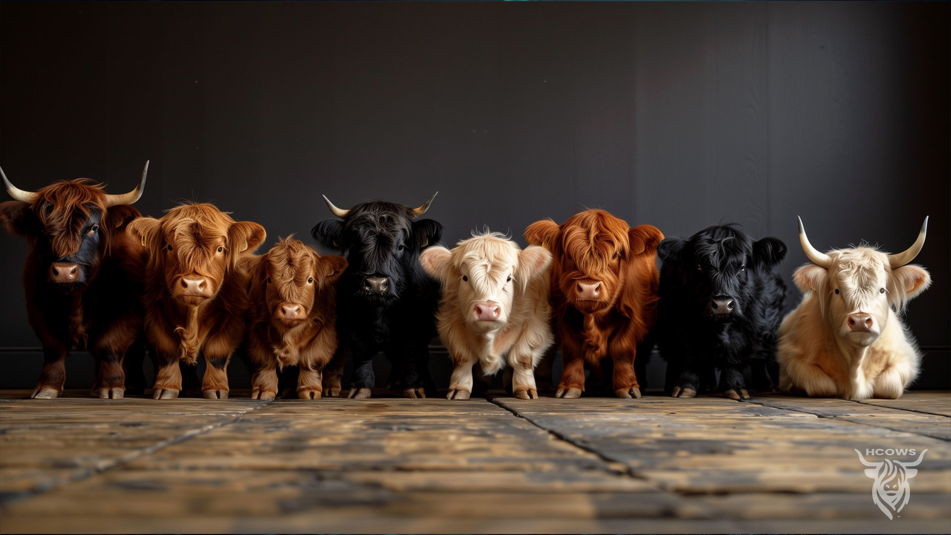 Multiple Mini Highland Cows Background Wallpaper for Desktop