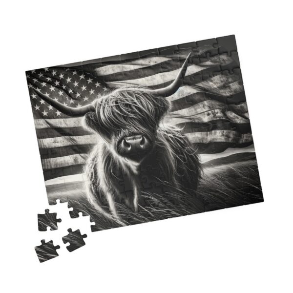 American flag grunge highland cow puzzle