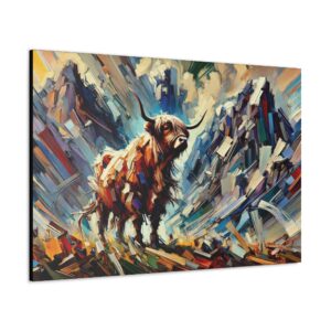 canvas painting of highland bull