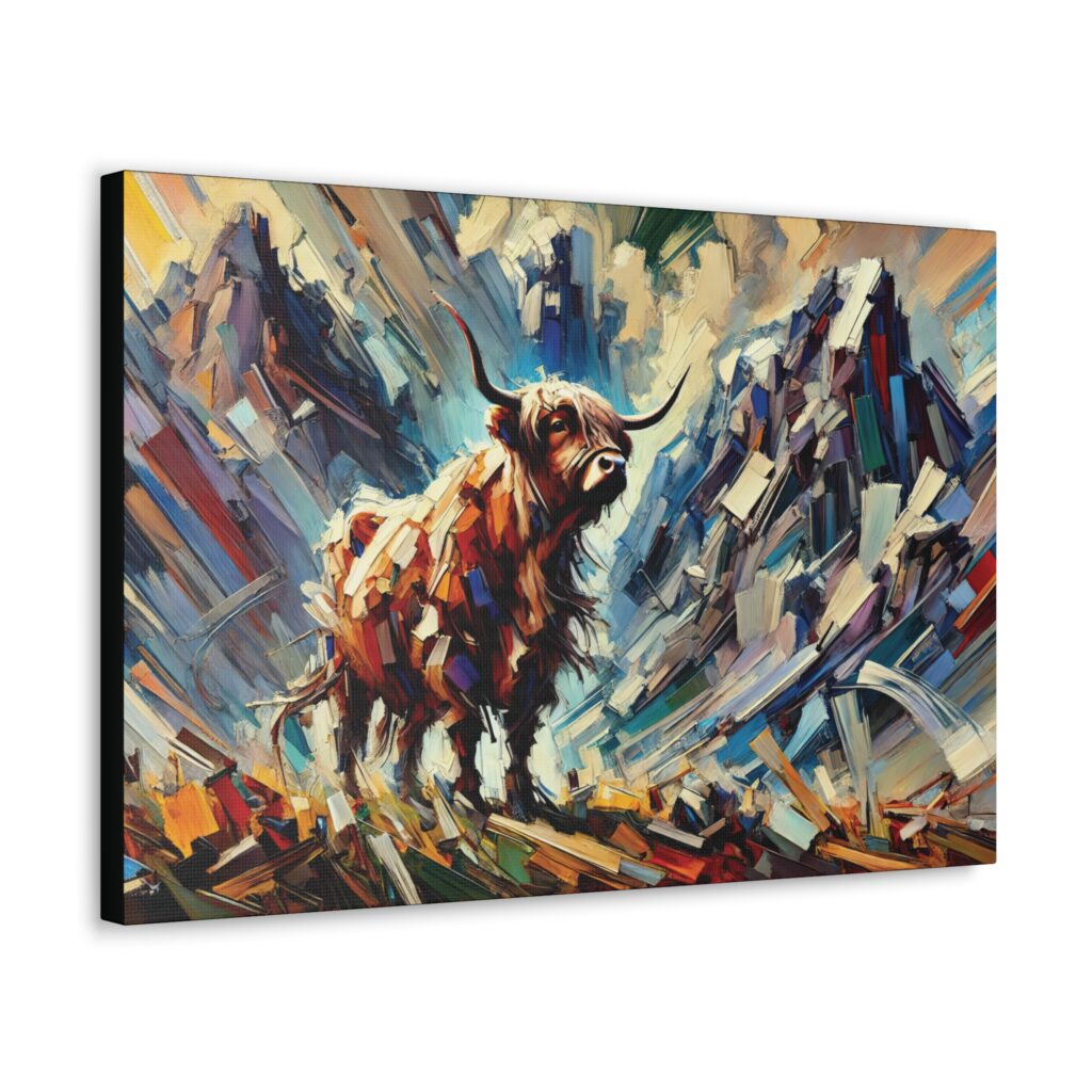 canvas painting of highland cow