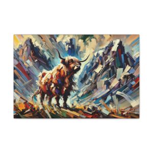 canvas painting of highland cow