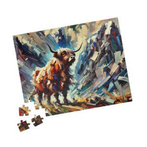 Colorful highland cow painting puzzle