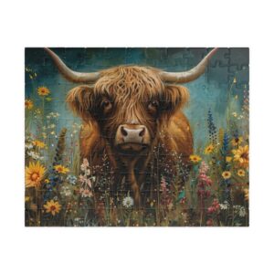 Floral highland cow puzzle