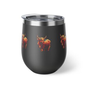 Highland Cow Black Copper Vacuum Insulated Cup, 12oz