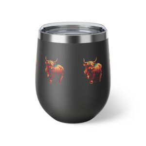 Highland Cow Black Copper Vacuum Insulated Cup, 12oz