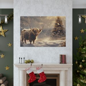 Highland Cow Christmas Wall Art