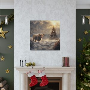 Highland Cow Christmas Wall Art