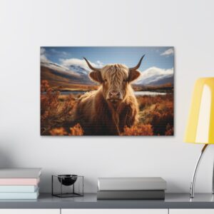 highland cow fall canvas picture