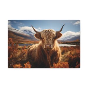 highland cow fall canvas picture