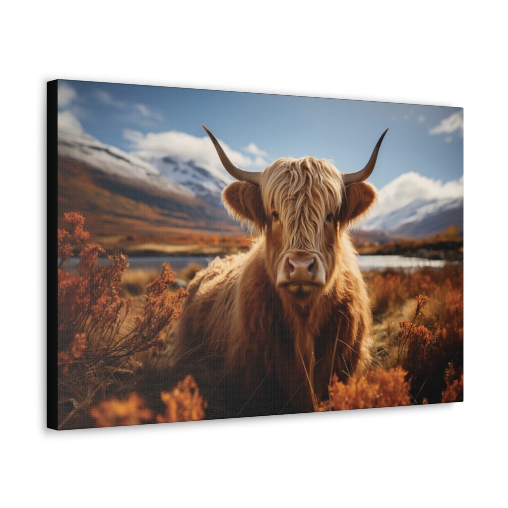 highland cow fall canvas picture