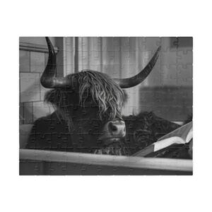 Highland cow in bathtub puzzle