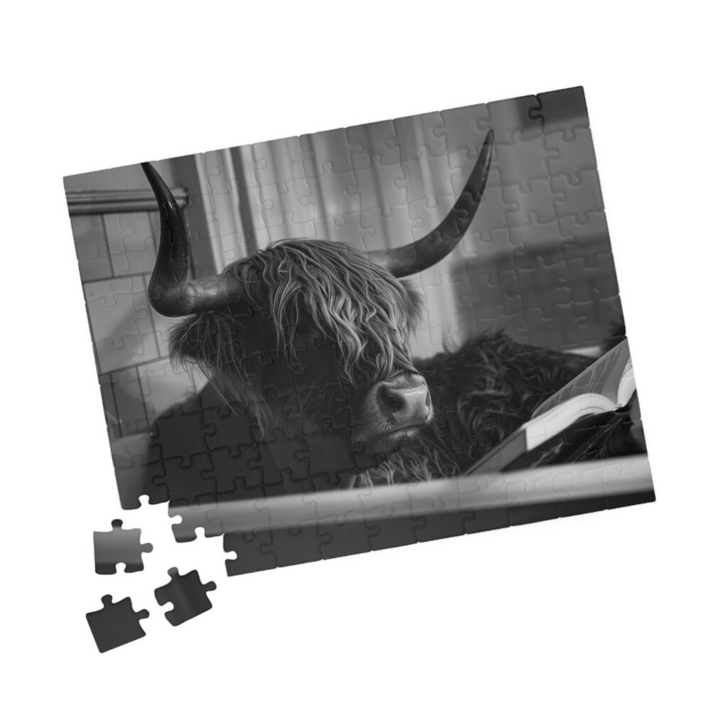 Highland cow in bathtub puzzle