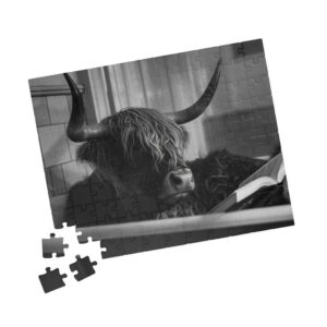 Highland cow in bathtub puzzle