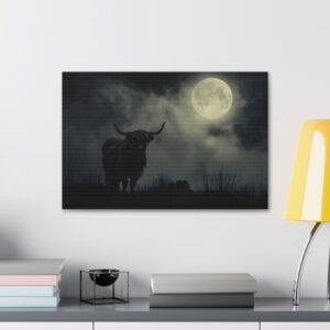 Highland Cow Moonlight Canvas