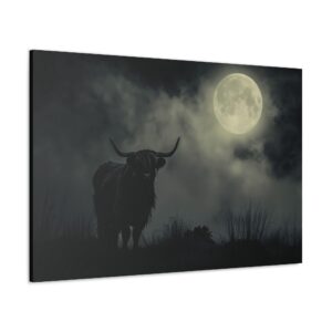 Highland Cow Moonlight Canvas