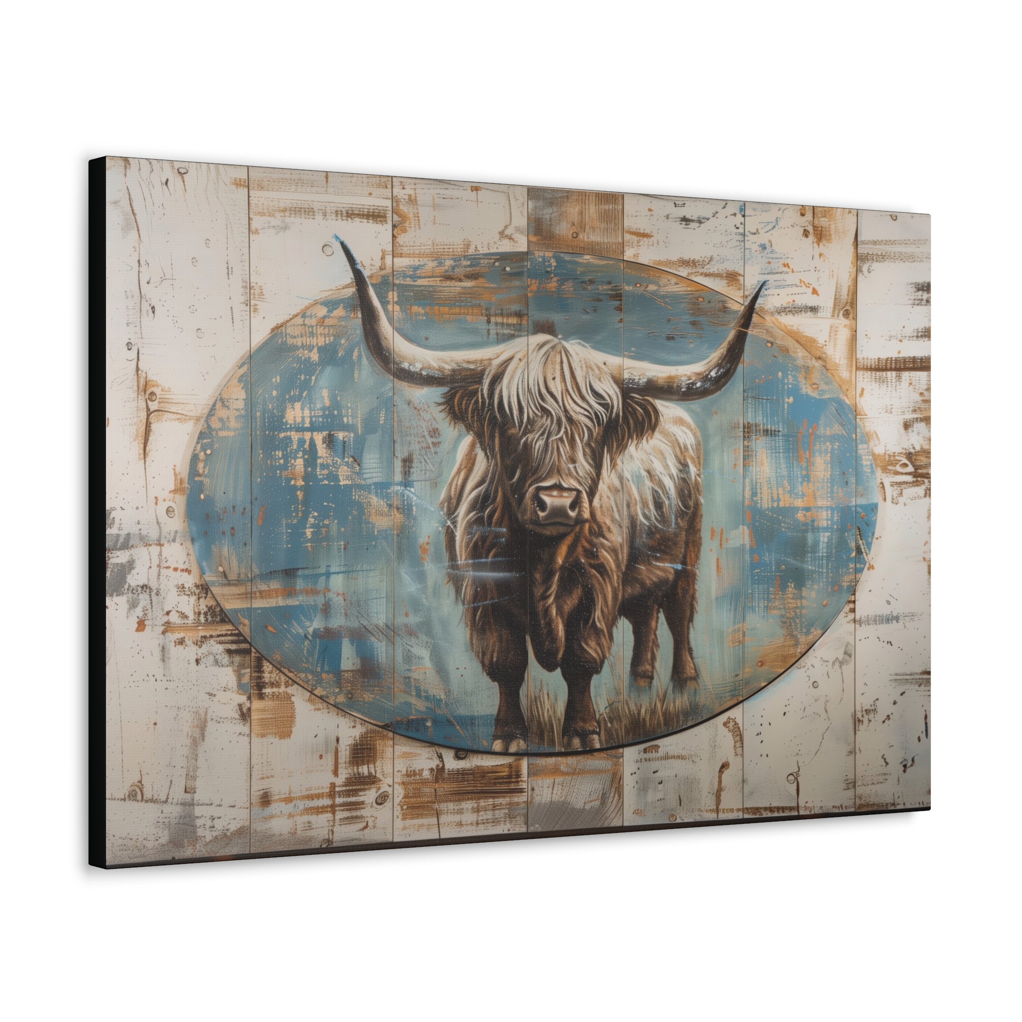 Rustic Large Print Buy HCows Highland Cow Rustic Wood Design Canvas Print - @ $69.00