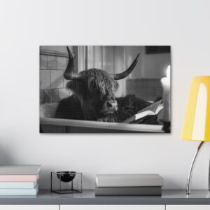 Highland Cow Tub Time Bathroom Canvas