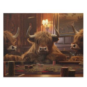 highland cows playing poker puzzle