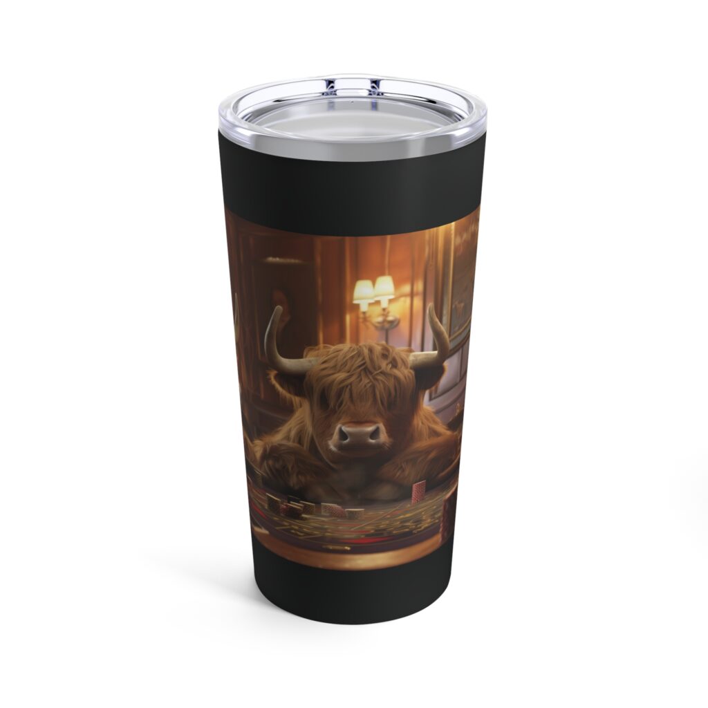 Highland cows playing poker tumbler 20oz