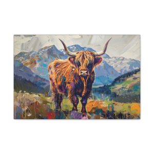 Highland Masterpiece 1 Painterly Cow Canvas Print