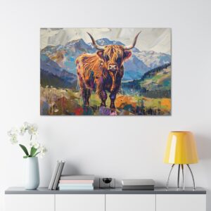 Highland Masterpiece 1 Painterly Cow Canvas Print