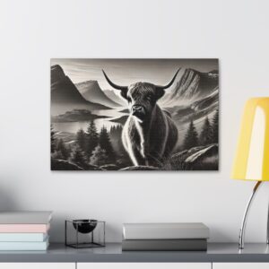 Majestic Mountain Highland Cow Canvas