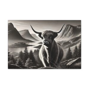 Majestic Mountain Highland Cow Canvas