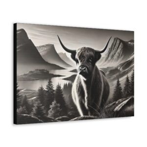 Majestic Mountain Highland Cow Canvas