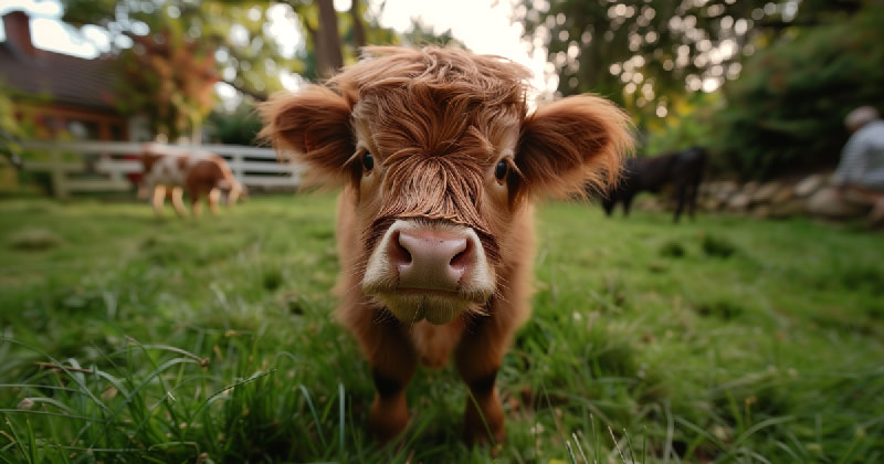 Get nose to nose with a mini highlander cow.