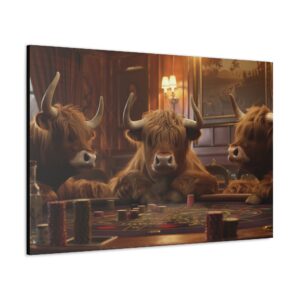 picture of highland cows playing poker