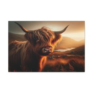 Rustic Beauty Highland Cow Canvas Wall Art