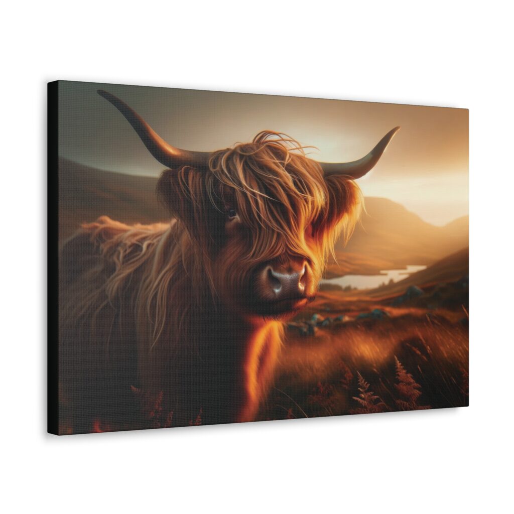 Rustic Beauty Highland Cow Canvas Wall Art